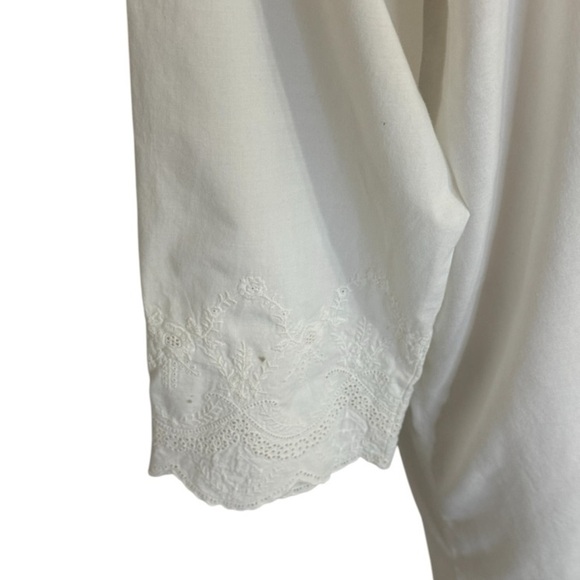 LANDS’ END White Tunic Dress Embroidered Beach Cover Up Swim Beach Vacation Sz M - Picture 5 of 7